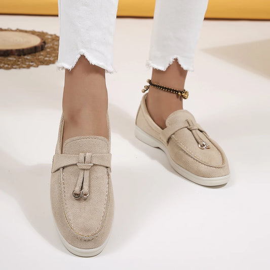 Women's Leather Loafers - Casual Slip-On Flats for Spring and Autumn