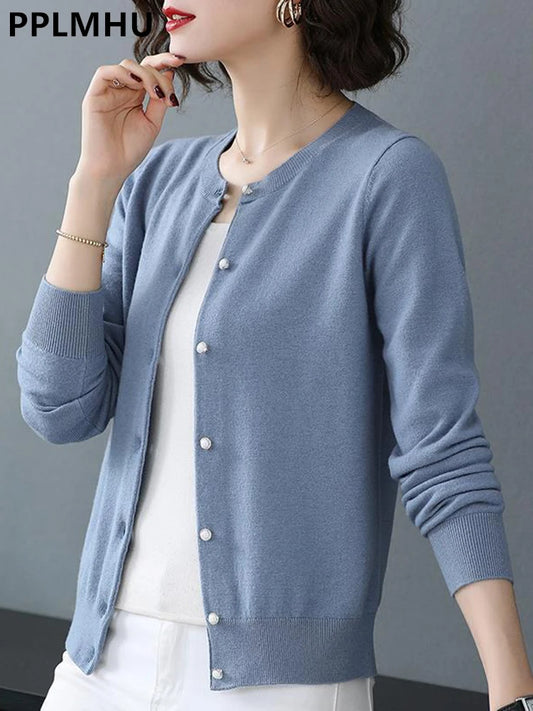 Chic and Cozy: Spring/Fall Slim Knit Cardigans for Women - Elevate Your Casual Style with Sweater Coats