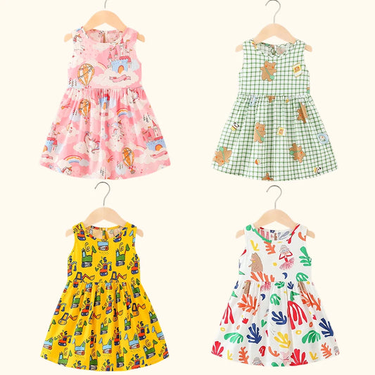 Blooming Beauties: Sleeveless Floral Princess Dress for Little Fashionistas