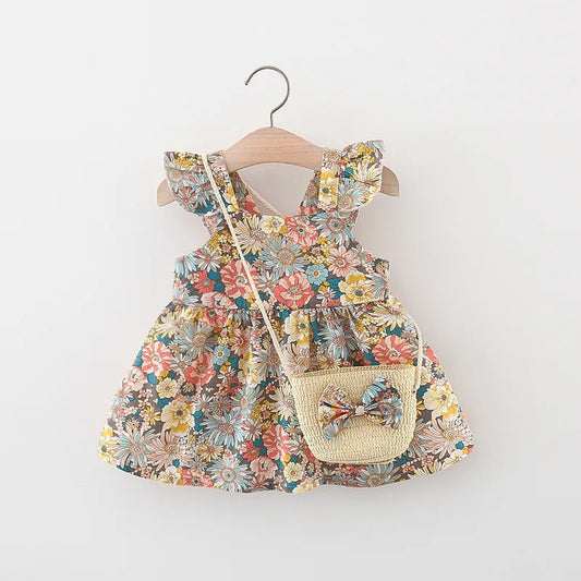 charming Summer Baby Girl's Dress, crafted from soft and breathable cotton for comfort during warm months.